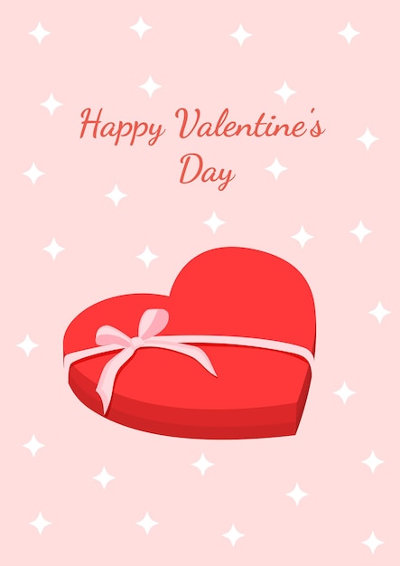 Scatola rossa a forma di cuore con fiocco rosa per dolci Biglietto di auguri per San Valentino