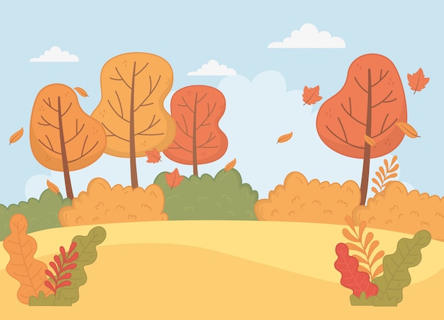 Scena del paesaggio di stagione autunnale della foresta