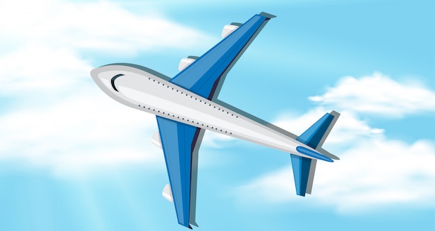 Scena della priorità bassa con cielo blu e l'aeroplano