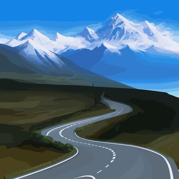 Scena di paesaggio autostradale vettoriale in stile cartone animato