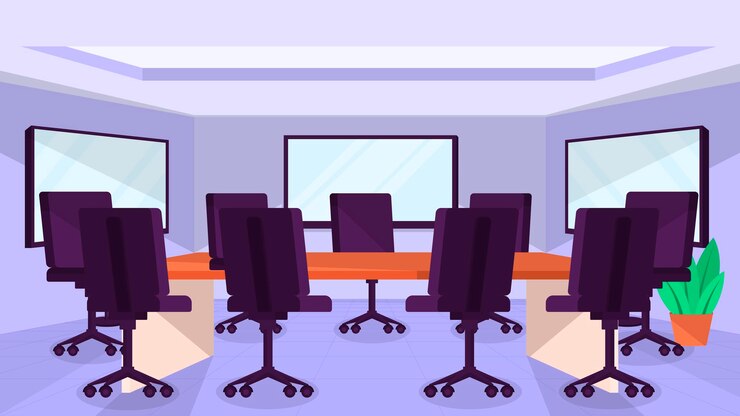 Vettore scena di sfondo animata dell'interno della sala riunioni