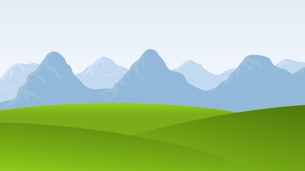 scena paesaggistica campo verde e fondo di montagna