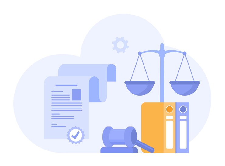 Vettore scene di diritto e giustizia avvocato che consulta il giudice cliente che bussa con un martello di legno concetto di consulenza legale e consultazione illustrazione vettoriale piatta del giudizio per banner e sito web