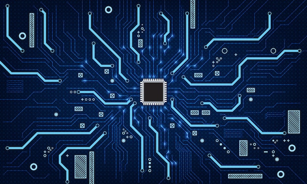 Scheda a circuito Sfondo tecnologico Processori per computer centrali Concetto di CPU Chip digitale della scheda madre