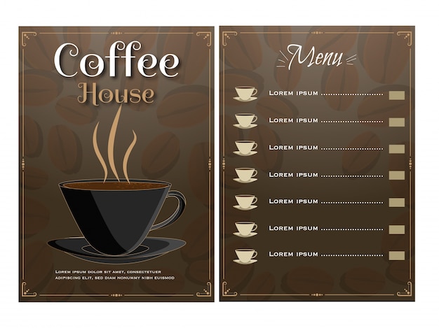 Scheda del menu Coffee House