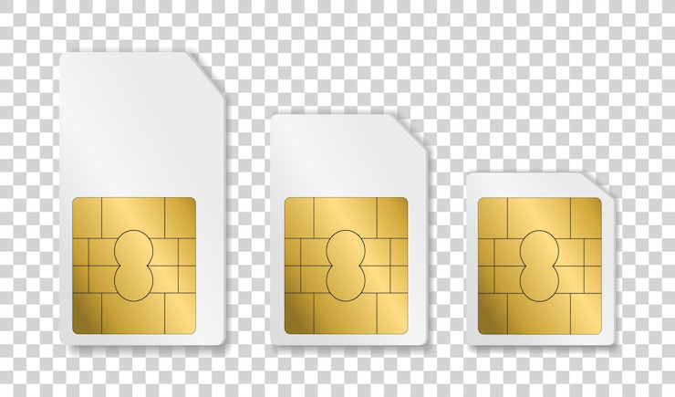 Vettore scheda del telefono cellulare. scheda sim per telefoni diversi.