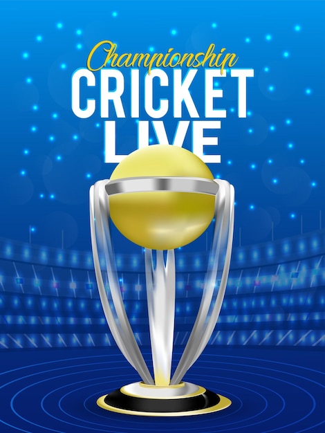 Scheda del torneo del campionato di cricket con illustrazione vettoriale