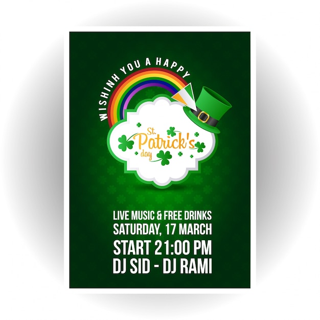 Scheda dell'invito di St Patrcik con pattern di sfondo