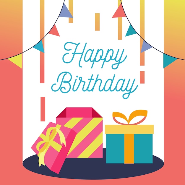 Scheda di buon compleanno con design piatto colorato