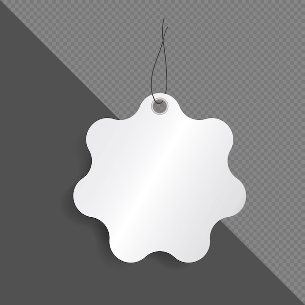 Scheda di prezzo con spazio vuoto per il testo su sfondo trasparente Mock-up di scheda bianca di etichetta di sconto