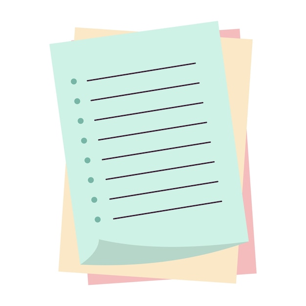 Schede di carta per blocchi di appunti Schema di blocco di appunti con linee carine per appunti con angolo arrotolato