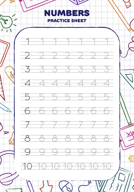 Schema del foglio di tracciamento dei numeri