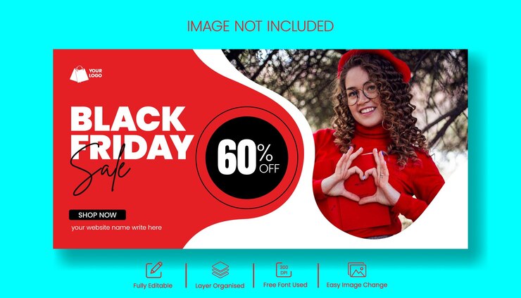 Vettore schema di banner orizzontale di vendita del black friday per la progettazione di banner pubblicitari web per la vendita di prodotti