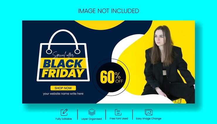 Vettore schema di banner orizzontale di vendita del black friday per la progettazione di banner pubblicitari web per la vendita di prodotti