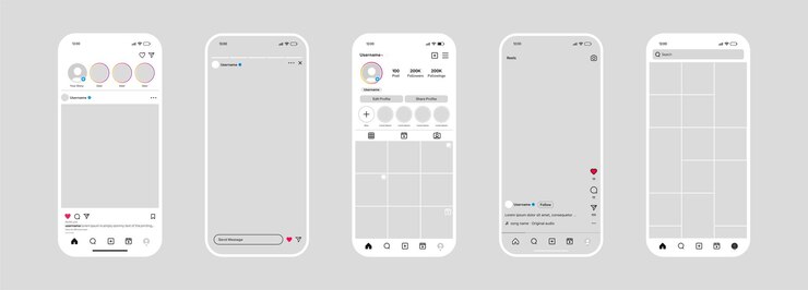 Vettore schema di interfaccia leggera di instagram