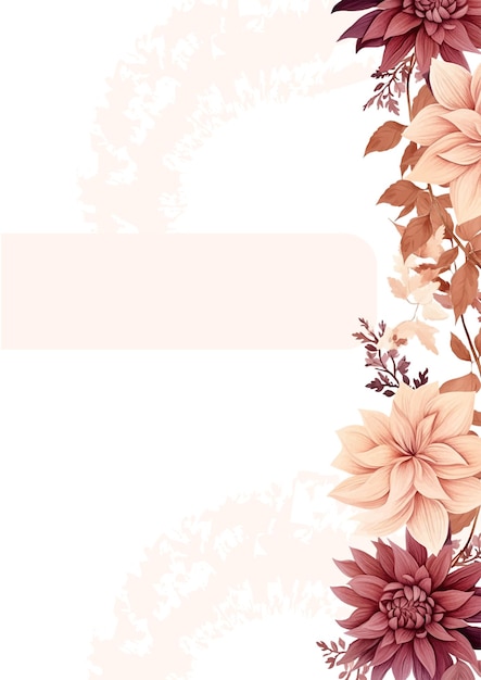 Schema di sfondo dipinto a mano in acquerello rosa marrone e bianco per Invitation con flora e fiori