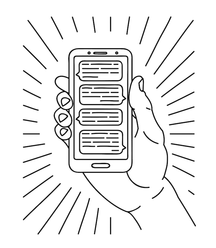 Vettore schema illustrazione grafica di una mano con smart phone