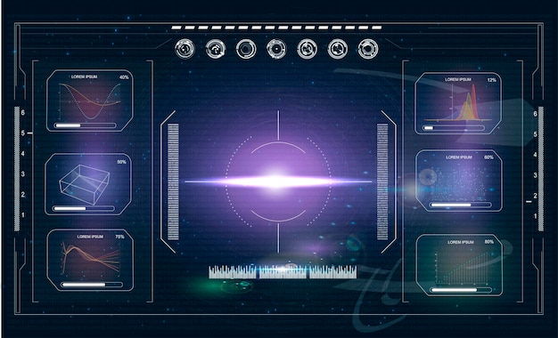 Schermata HUDRadar Interfaccia utente futuristica per app