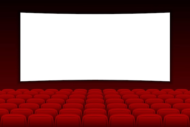 Schermo cinematografico con palcoscenico vuoto per film Cinema cinema con schermo vuoto e rosso