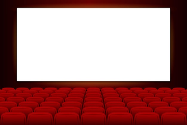 Schermo cinematografico con palcoscenico vuoto per film Cinema cinema con schermo vuoto e rosso