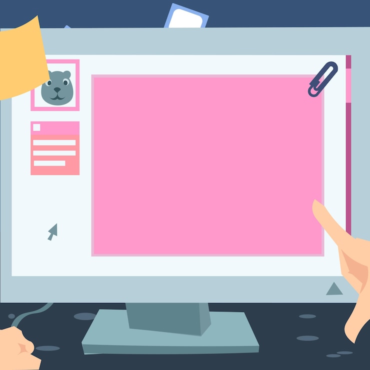 Vettore schermo commovente della mano del desktop all'interno del browser web che mostra il tocco delle dita della tecnologia recente