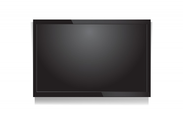 Vettore schermo realistico della tv led in bianco di vettore sulla parete