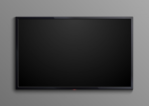 Schermo televisivo nero realistico isolato. Display a led bianco vuoto