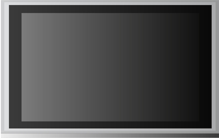 Vettore schermo tv realistico. pannello nero alla moda e moderno. ampio layout di un monitor di computer. illustrazione vettoriale su sfondo bianco.