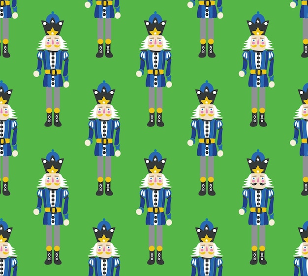 Schiaccianoci disegnato a mano Modello natalizio senza cuciture Illustrazione carina Colori alla moda Concetto dolce regalo