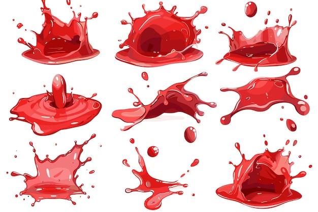 schizzi di vernice rossa isolati su uno sfondo bianco