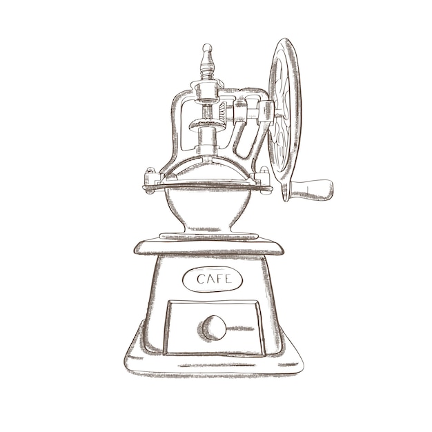 Schizzo a mano disegno macinino da caffè manuale