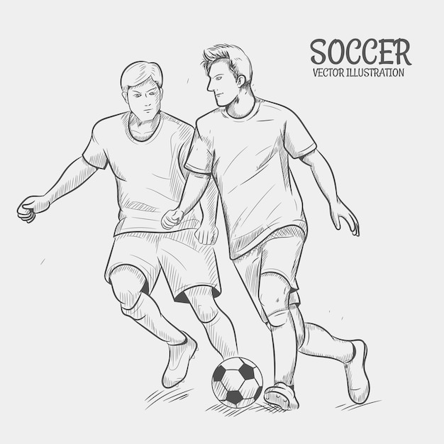 Schizzo a mano giocatore di calcio Illustrazione vettoriale EPS 10