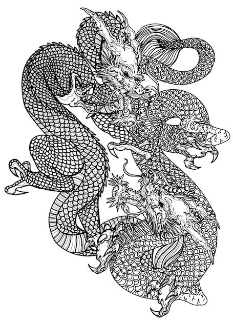 Schizzo del disegno della mano del drago di arte del tatuaggio