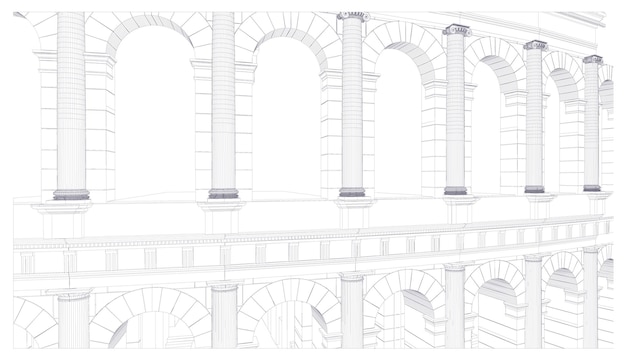 Schizzo dell'architettura antica del Colosseo di Roma