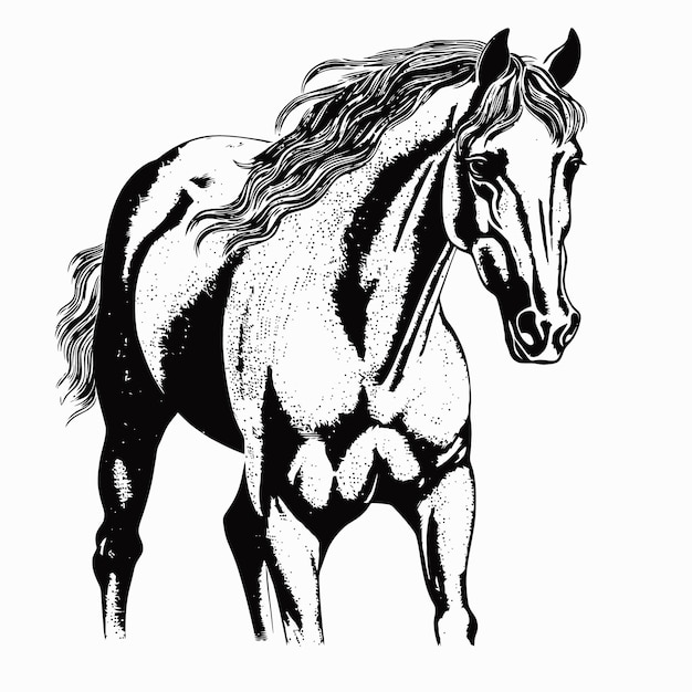 Schizzo di cavallo Illustrazione disegnata a mano di un cavallo