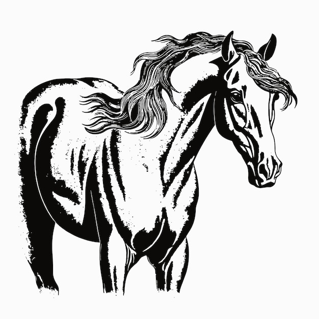 Schizzo di cavallo Illustrazione disegnata a mano di un cavallo