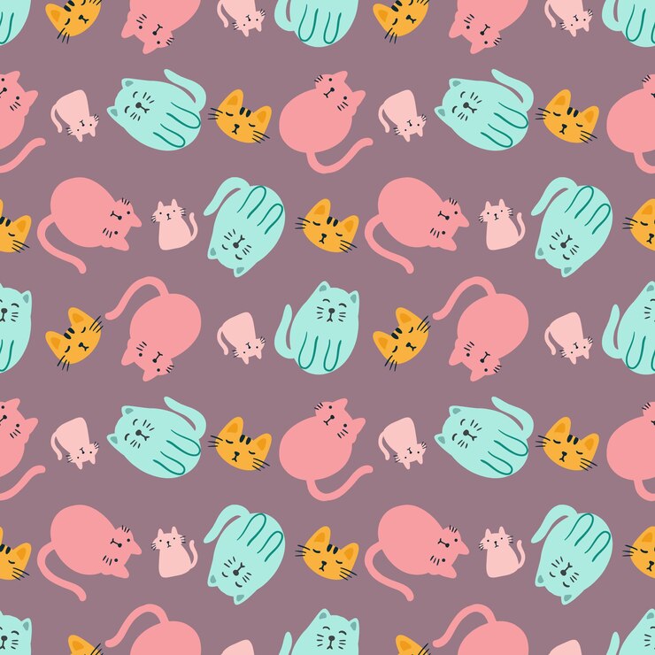 Schizzo di contorno di animali gatto con icone ed elementi di design a colori