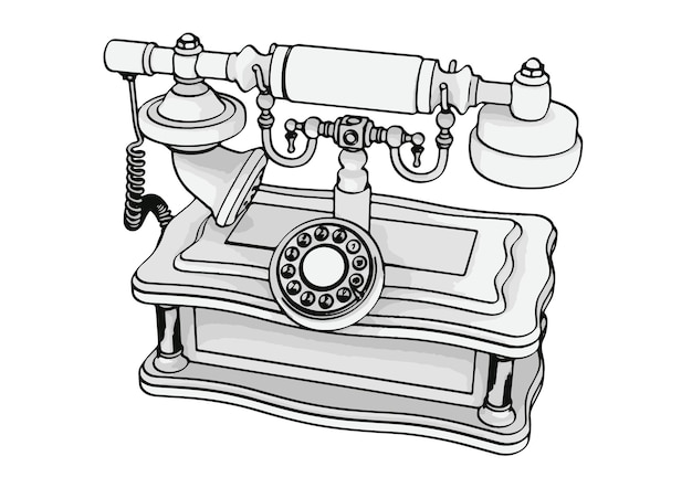 Schizzo di disegno vettore telefono vintage