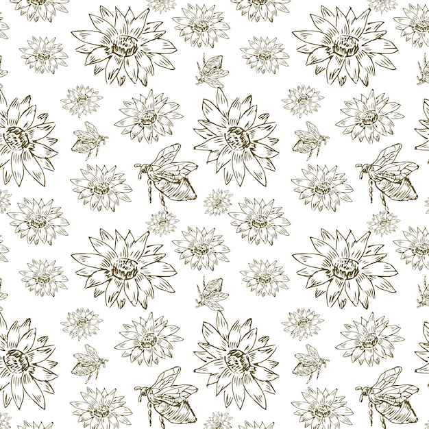 Schizzo di Doodle di fiori di miele illustrazione vettoriale isolata può essere utilizzata per manifesti di design botanico