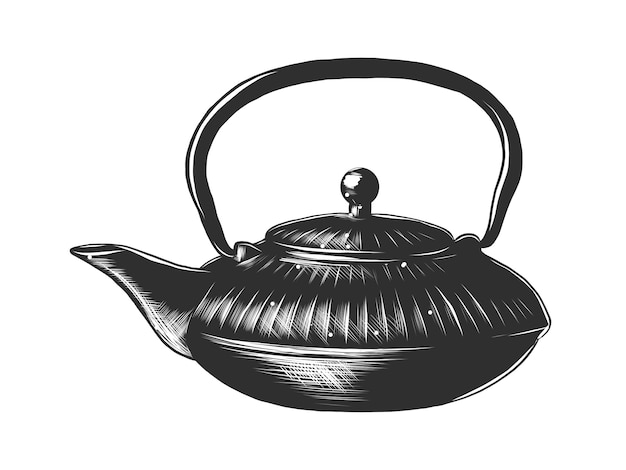 Schizzo disegnato a mano di una teiera cinese