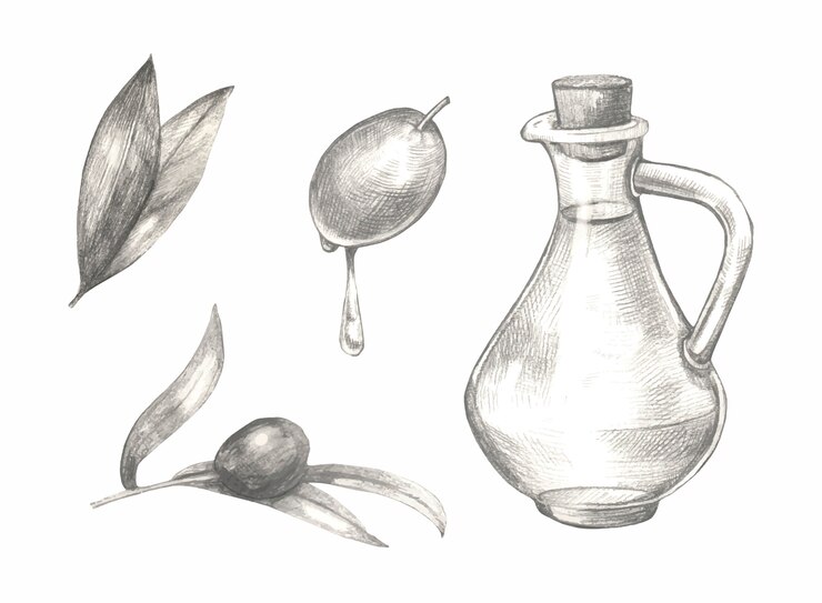 Schizzo disegnato a mano insieme di olive.