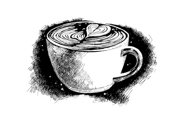 Schizzo tazza di caffè. Disegnato a mano. Illustrazione vettoriale.