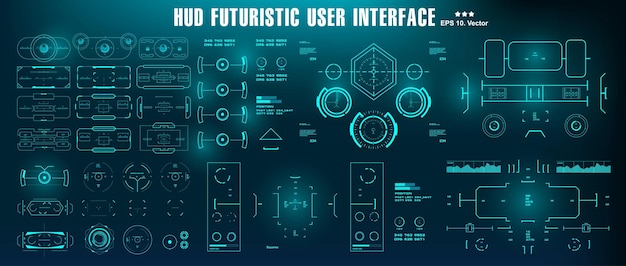 Scifi futuristico hud dashboard display tecnologia di realtà virtuale schermo HUD interfaccia utente blu futuristica