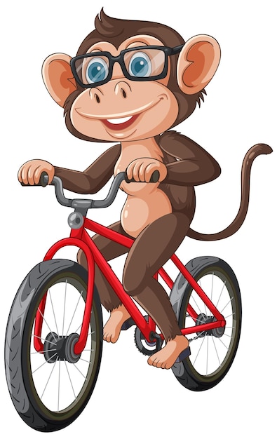 Scimmia in bicicletta con gli occhiali