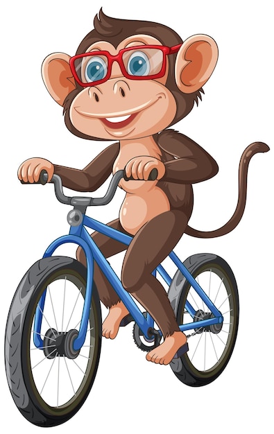 Scimmia in bicicletta con gli occhiali