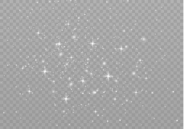Scintille effetto luce speciale glitter. Scintillii su sfondo trasparente. Particelle di polvere magica scintillante.