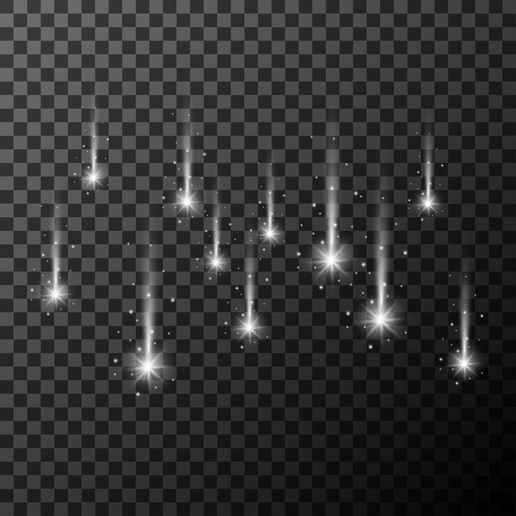 Vettore scintillio di vettore di meteorite flash su uno sfondo trasparente