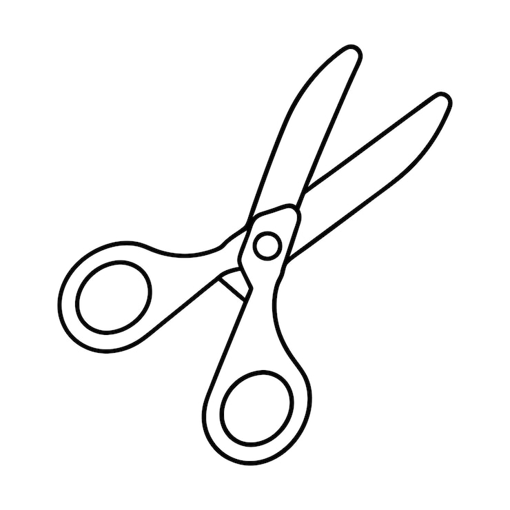Vettore scissore da sarto contorno semplice libro da colorare pagina linea arte vettoriale su bianco