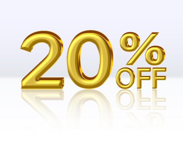 Sconto del 20 per cento Numeri dorati con segno percentuale Illustrazione vettoriale dell'offerta speciale