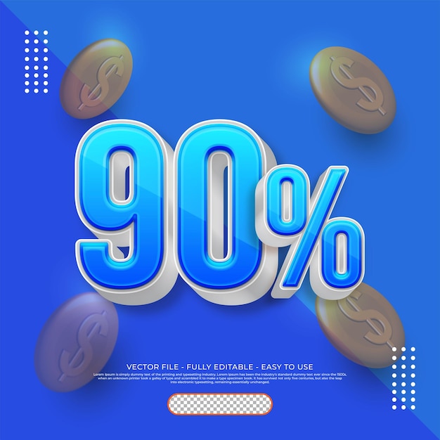 Sconto numero vettoriale 3d 80 per cento con colore blu gradiente trasparente